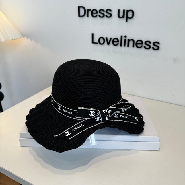 CHANEL 26S WIDE-BRIM HAT WITH LOGO BAND 337954