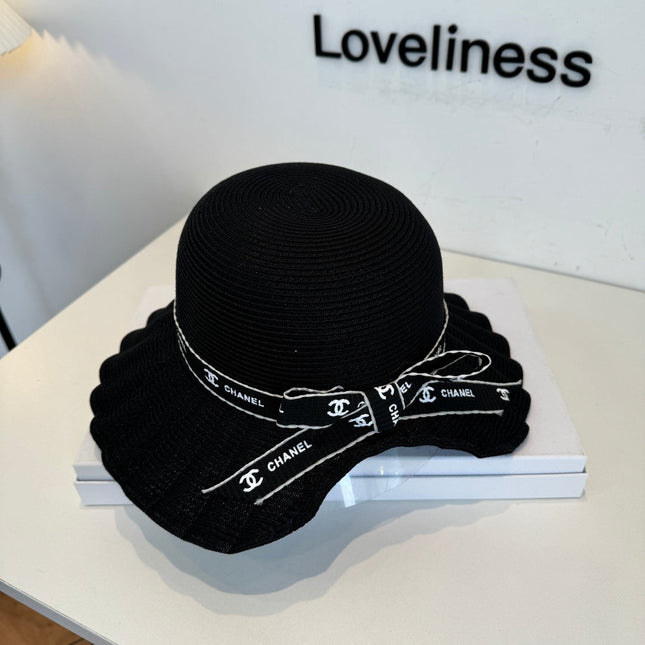 CHANEL 26S WIDE-BRIM HAT WITH LOGO BAND 337954