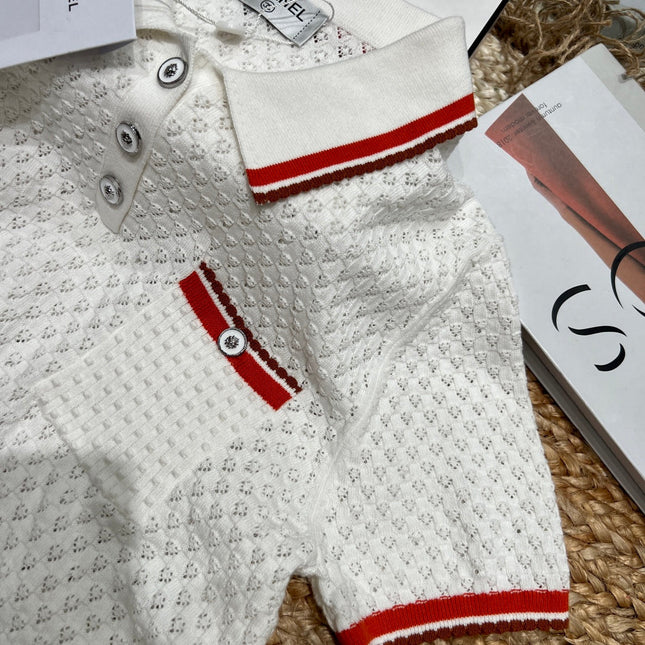 CHANEL 26S SHORT-SLEEVE KNIT POLO SHIRT 977