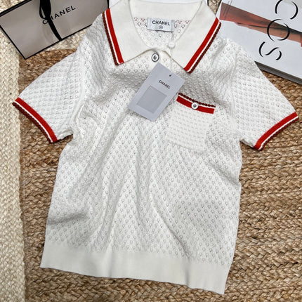 CHANEL 26S SHORT-SLEEVE KNIT POLO SHIRT 977