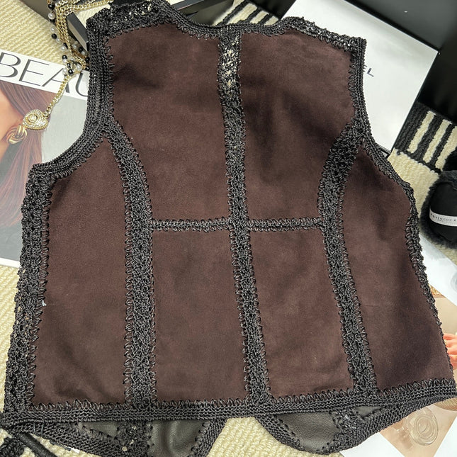 VALENTINO 26S CROCHET-TRIM SUEDE VEST 337