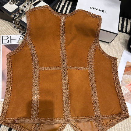 VALENTINO 26S CROCHET-TRIM SUEDE VEST 336