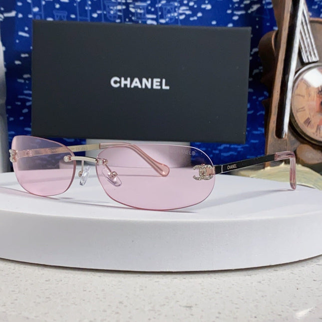 CHANEL RECTANGLE SUNGLASSES PINK IN METAL 948114