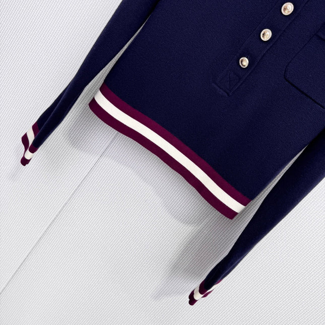 CHANEL 25S LONG-SLEEVE KNIT POLO SHIRT 589