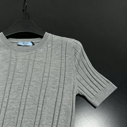 PRADA 26S SHORT-SLEEVE RIBBED KNIT TOP 1149