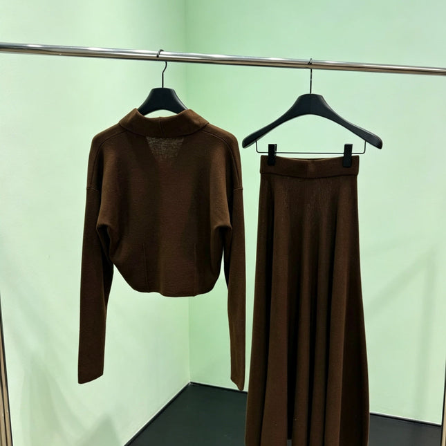 LORO PIANA 26S KNIT CARDIGAN & MAXI SKIRT SET 871