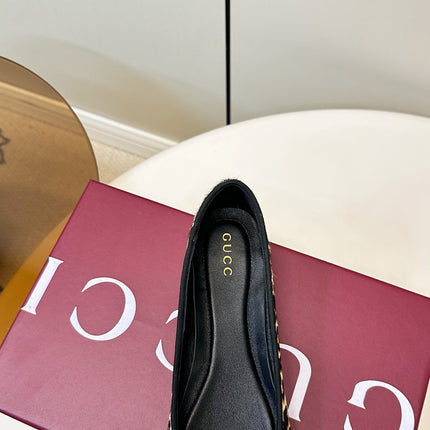 GUCCI 26S ROUND TOE BALLET FLATS IN LEOPARD PRINT CALF HAIR