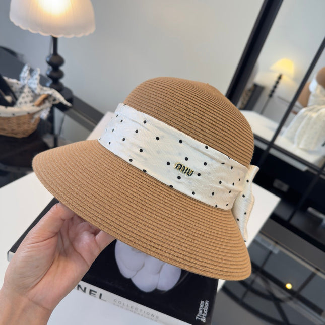 MIUMIU WIDE-BRIM BUCKET HAT WITH BOW STYLE 44