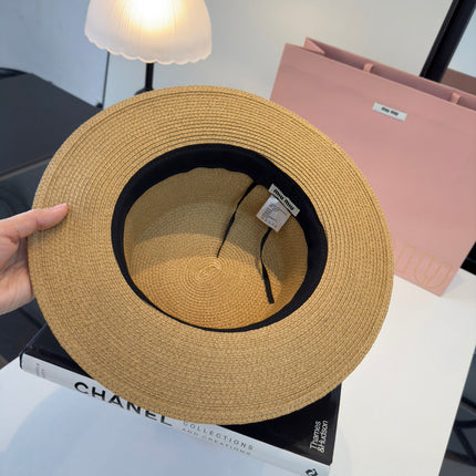 MIUMIU FLAT-BRIM STRAW HAT STYLE 43