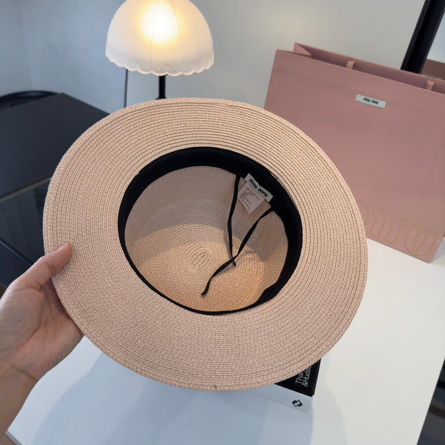 MIUMIU FLAT-BRIM STRAW HAT STYLE 42