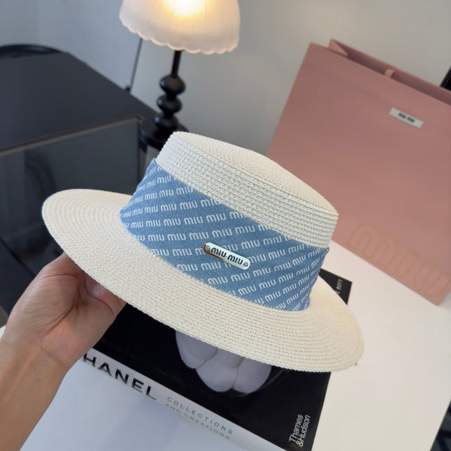 MIUMIU FLAT-BRIM STRAW HAT STYLE 41
