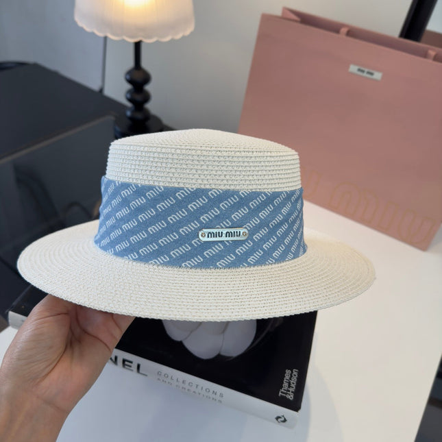 MIUMIU FLAT-BRIM STRAW HAT STYLE 41