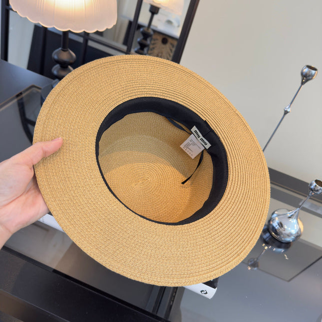 MIUMIU FLAT-BRIM STRAW HAT STYLE 15