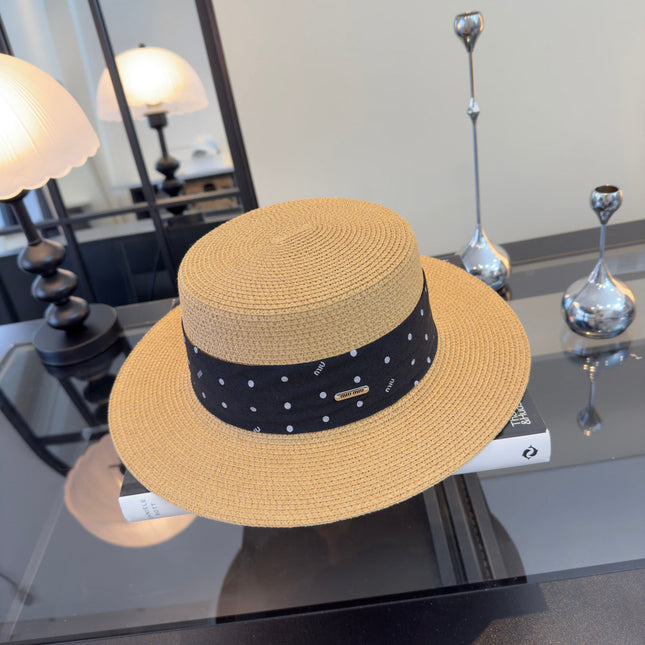 MIUMIU FLAT-BRIM STRAW HAT STYLE 15