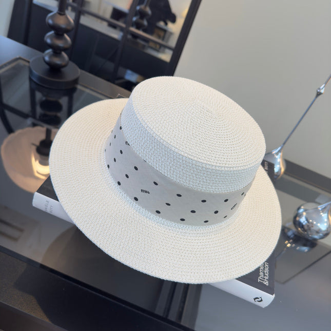 MIUMIU FLAT-BRIM STRAW HAT STYLE 13