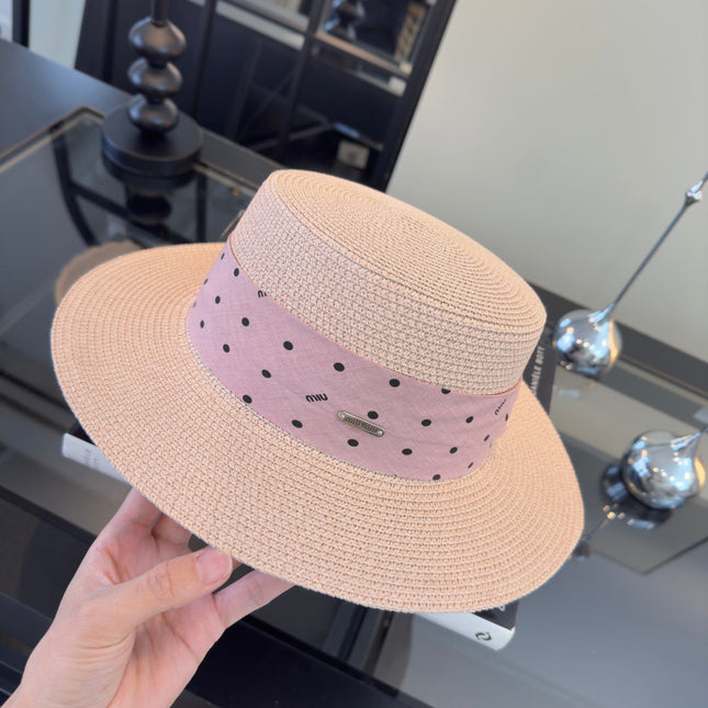 MIUMIU FLAT-BRIM STRAW HAT STYLE 12