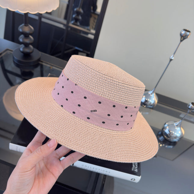 MIUMIU FLAT-BRIM STRAW HAT STYLE 12