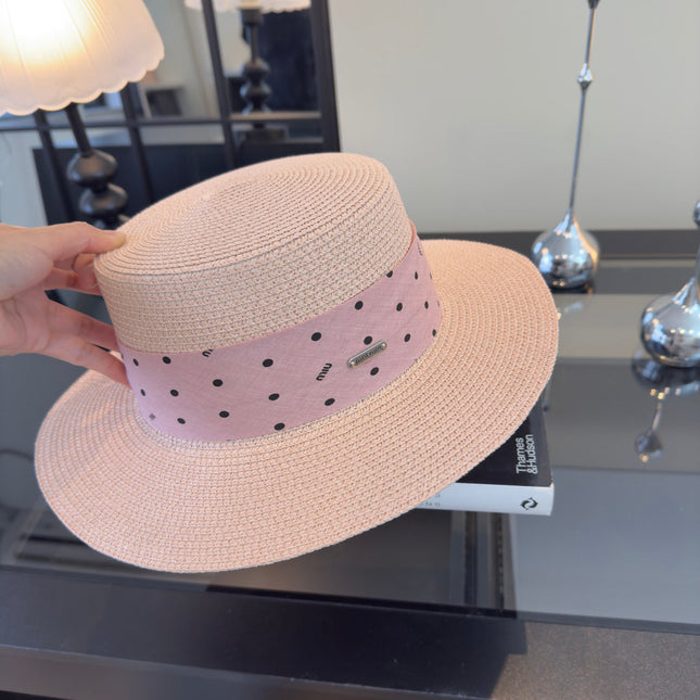 MIUMIU FLAT-BRIM STRAW HAT STYLE 12