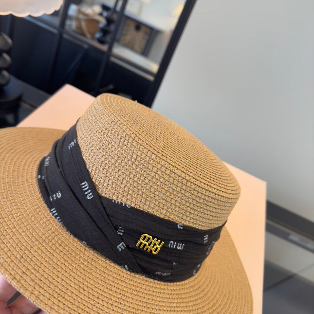 MIUMIU FLAT-BRIM STRAW HAT STYLE 11