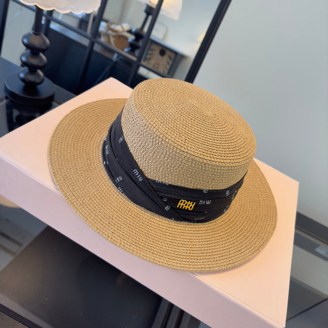 MIUMIU FLAT-BRIM STRAW HAT STYLE 11