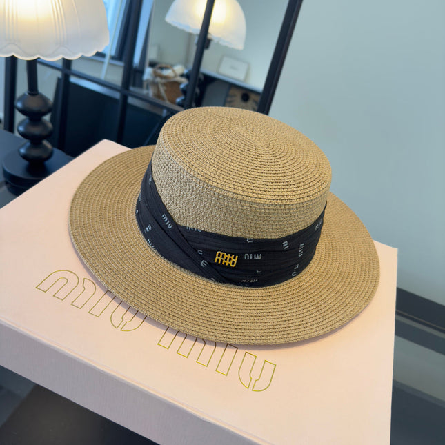 MIUMIU FLAT-BRIM STRAW HAT STYLE 11