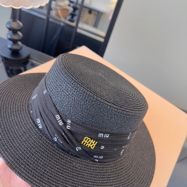 MIUMIU FLAT-BRIM STRAW HAT STYLE 9