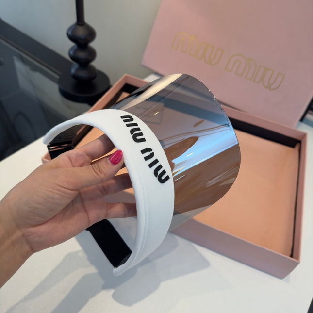 MIUMIU 26S LOGO SHIELD SUN VISOR 329800