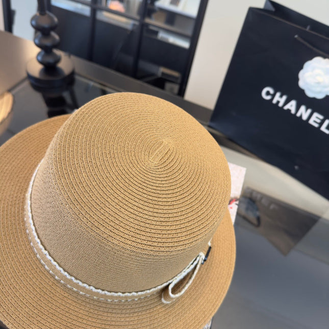 CHANEL 26S FLAT-BRIM STRAW HAT 338060