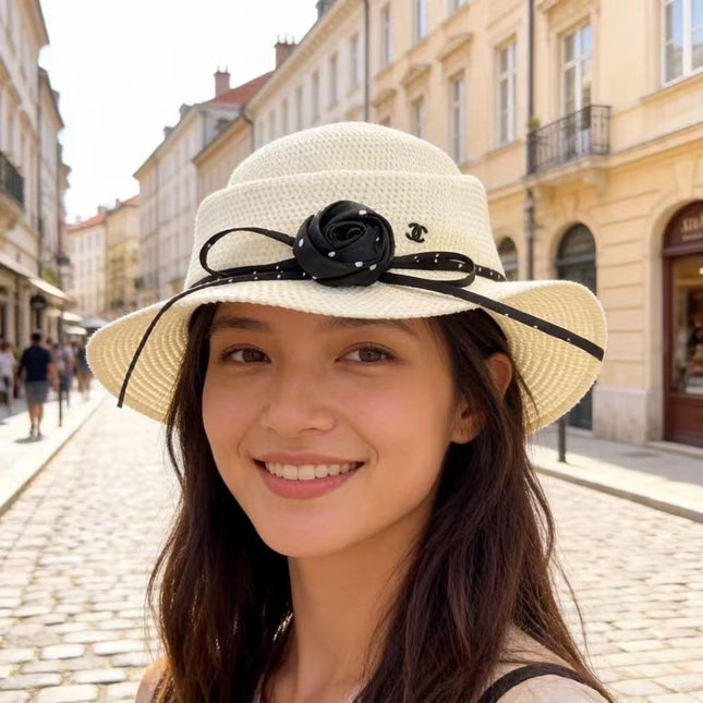 CHANEL 26S BOATER HAT WITH BLACK BOW 338036