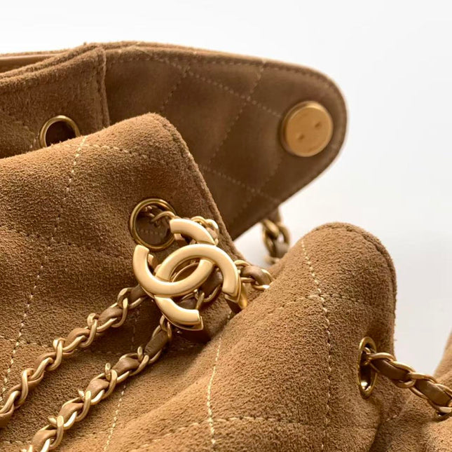 CHANEL 25S HOBO BAG 30 IN BROWN SUEDE WITH GOLD HARDWARE
