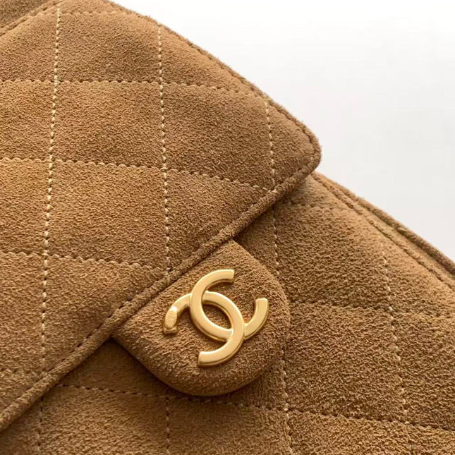 CHANEL 25S HOBO BAG 30 IN BROWN SUEDE WITH GOLD HARDWARE