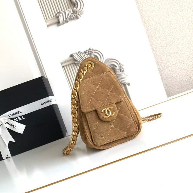 CHANEL 25S HOBO BAG 22 IN BROWN SUEDE WITH GOLD HARDWARE