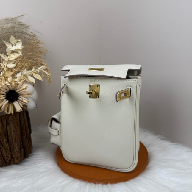 HM 25S KELLY JUMP 17 CM IN WHITE SWIFT WITH GOLD HARDWARE