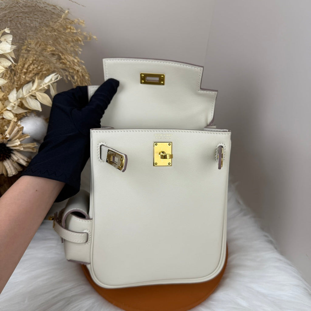 HM 25S KELLY JUMP 17 CM IN WHITE SWIFT WITH GOLD HARDWARE