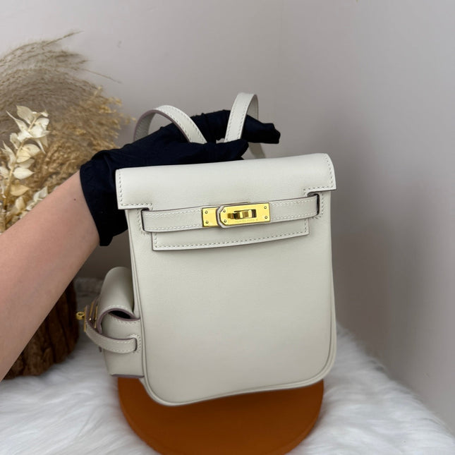 HM 25S KELLY JUMP 17 CM IN WHITE SWIFT WITH GOLD HARDWARE