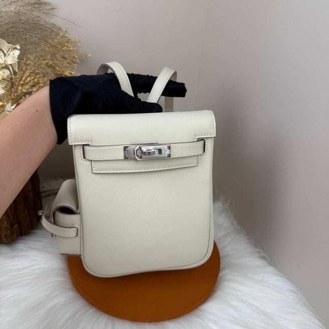 HM 25S KELLY JUMP 17 CM IN WHITE SWIFT WITH SILVER HARDWARE
