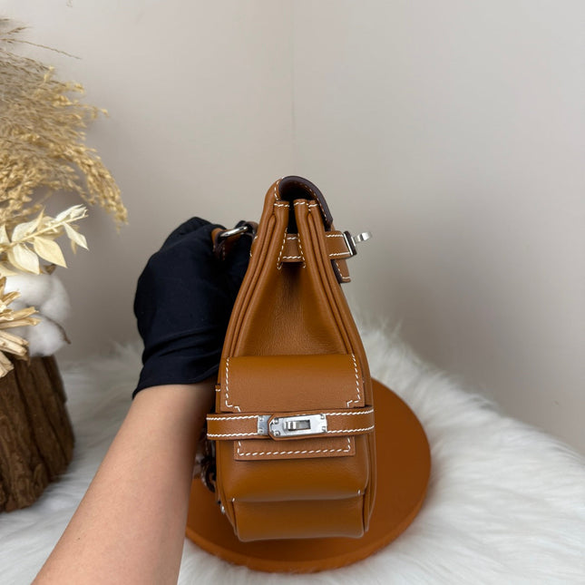 HM 25S KELLY JUMP 17 CM IN CARAMEL BROWN SWIFT WITH SILVER HARDWARE