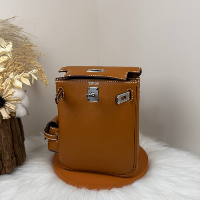 HM 25S KELLY JUMP 17 CM IN CARAMEL BROWN SWIFT WITH SILVER HARDWARE