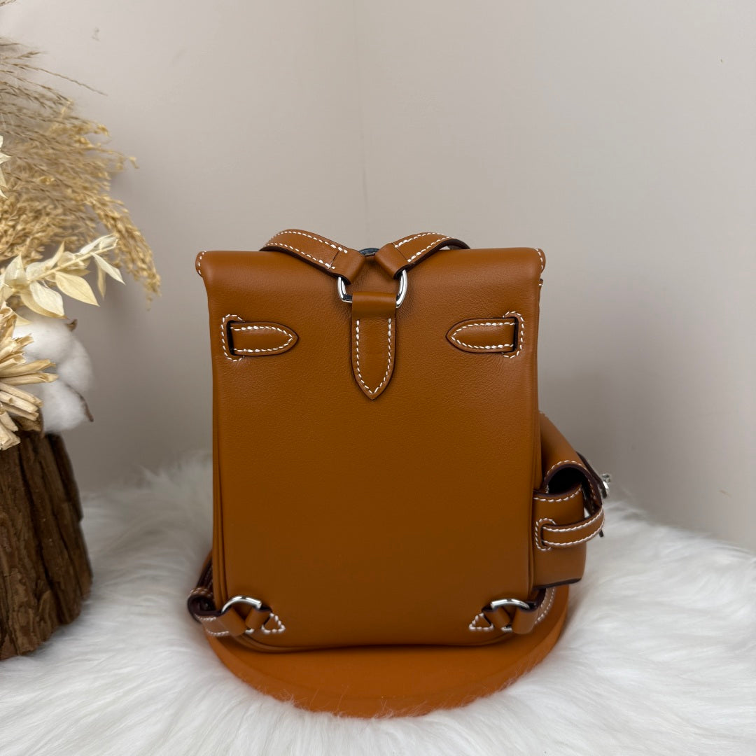 HM 25S KELLY JUMP 17 CM IN CARAMEL BROWN SWIFT WITH SILVER HARDWARE