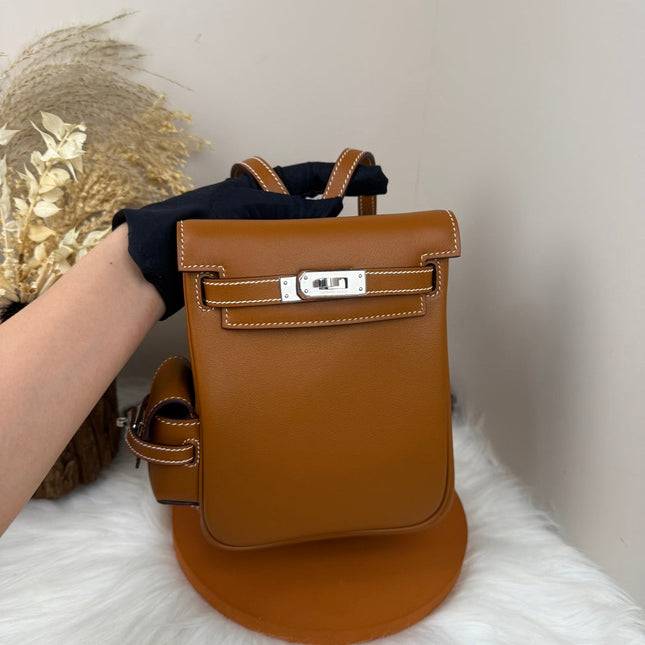 HM 25S KELLY JUMP 17 CM IN CARAMEL BROWN SWIFT WITH SILVER HARDWARE