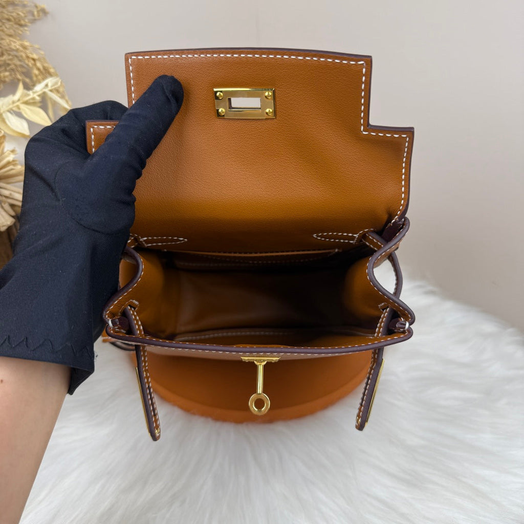 HM 25S KELLY JUMP 17 CM IN CARAMEL BROWN SWIFT WITH GOLD HARDWARE