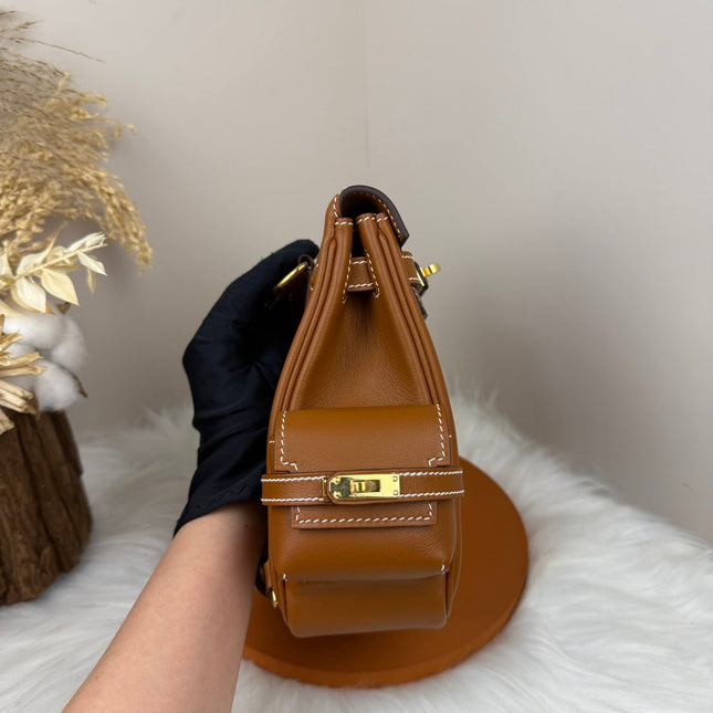 HM 25S KELLY JUMP 17 CM IN CARAMEL BROWN SWIFT WITH GOLD HARDWARE