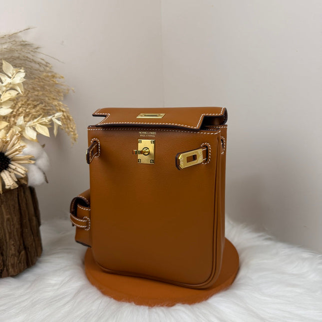 HM 25S KELLY JUMP 17 CM IN CARAMEL BROWN SWIFT WITH GOLD HARDWARE