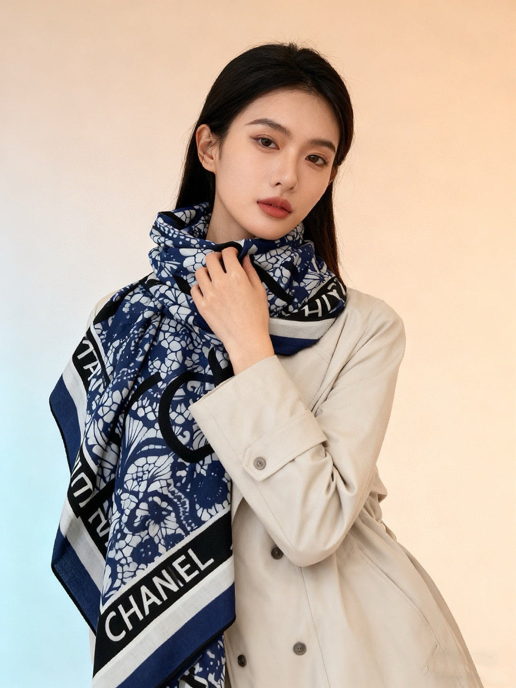 CHANEL 25S SCARF 135 CM IN CASHMERE AND SILK 943320
