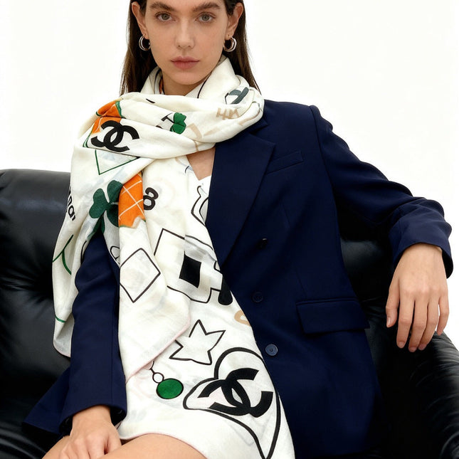 CHANEL 25S SCARF 135 CM IN CASHMERE SILK 943655