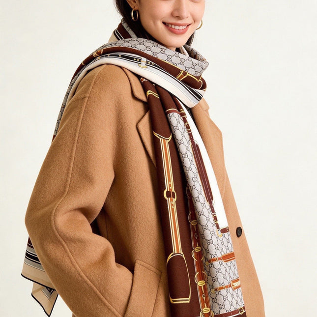 GUCCI 26S SCARF 140 IN CASHMERE AND SILK 290756
