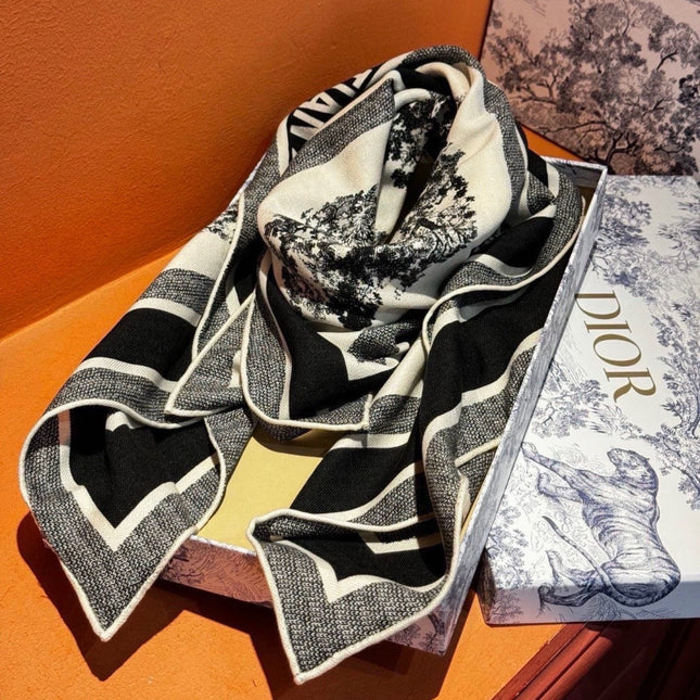 DIOR 26S SCARF 110CM IN WOOL & CASHMERE 300235