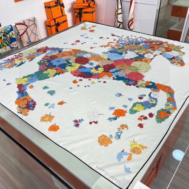 HERMES 26S SCARF 140 IN CASHMERE AND SILK 303340