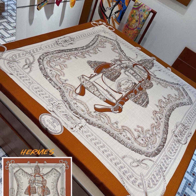 HERMES 26S SCARF 140 IN CASHMERE AND SILK 303354