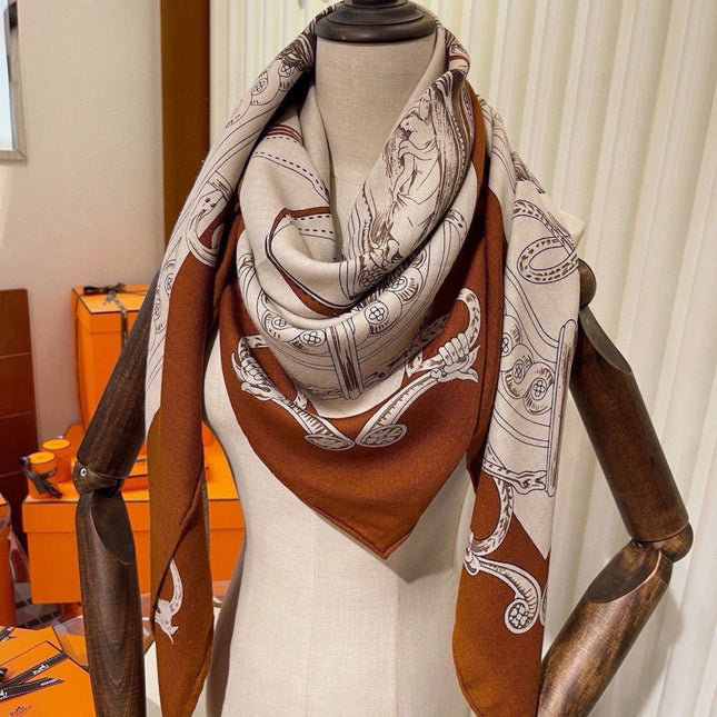 HERMES 26S SCARF 140 IN CASHMERE AND SILK 303354